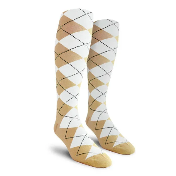 Golf Knickers: Men’s Over-The-Calf Argyle Socks – Khaki/White