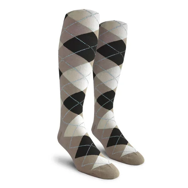 Golf Knickers: Men’s Over-The-Calf Argyle Socks – Taupe/Black/White