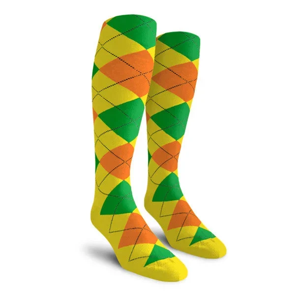 Golf Knickers: Men’s Over-The-Calf Argyle Socks – Yellow/Orange/Lime