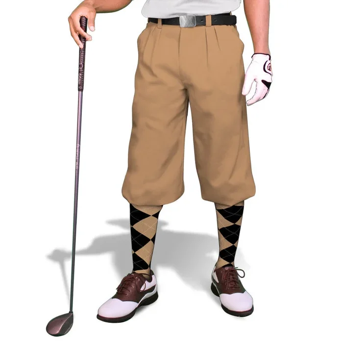 Golf Knickers: Mens ‘Par 3’ Microfiber Golf Knickers – Khaki