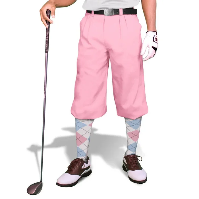 Golf Knickers: Mens ‘Par 3’ Microfiber Golf Knickers – Pink