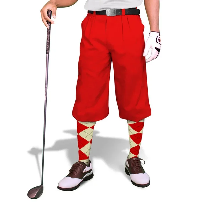 Golf Knickers: Mens ‘Par 3’ Microfiber Golf Knickers – Red