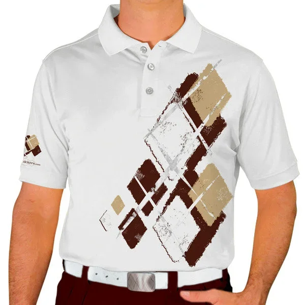 Golf Knickers: Mens Argyle Utopia Golf Shirt – RR: Brown/Khaki/White