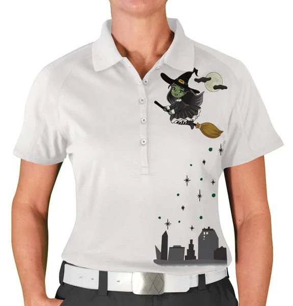 Golf Knickers: Womens Halloween Golf Shirt – Flying Witch