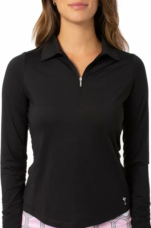 Golftini Women’s Black Long Sleeve Zip Tech Polo (Size Small) SALE