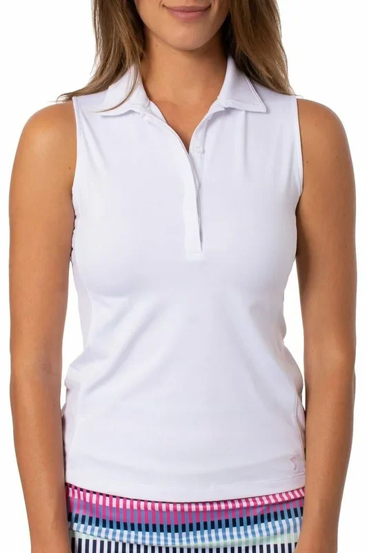 Golftini: Women’s Sleeveless Fabulous Polo – White