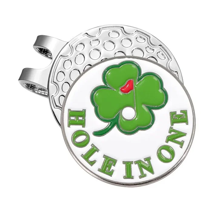 Hole in One Lucky Clover Golf Ball Marker Clip