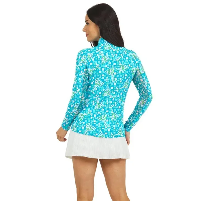 IBKUL Mosaic & Wine Print Long Sleeve Mock