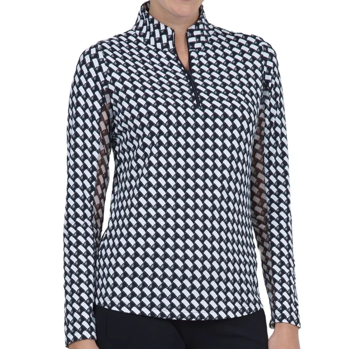 IBKUL Women’s Brooke Print Long Sleeve Mock Top