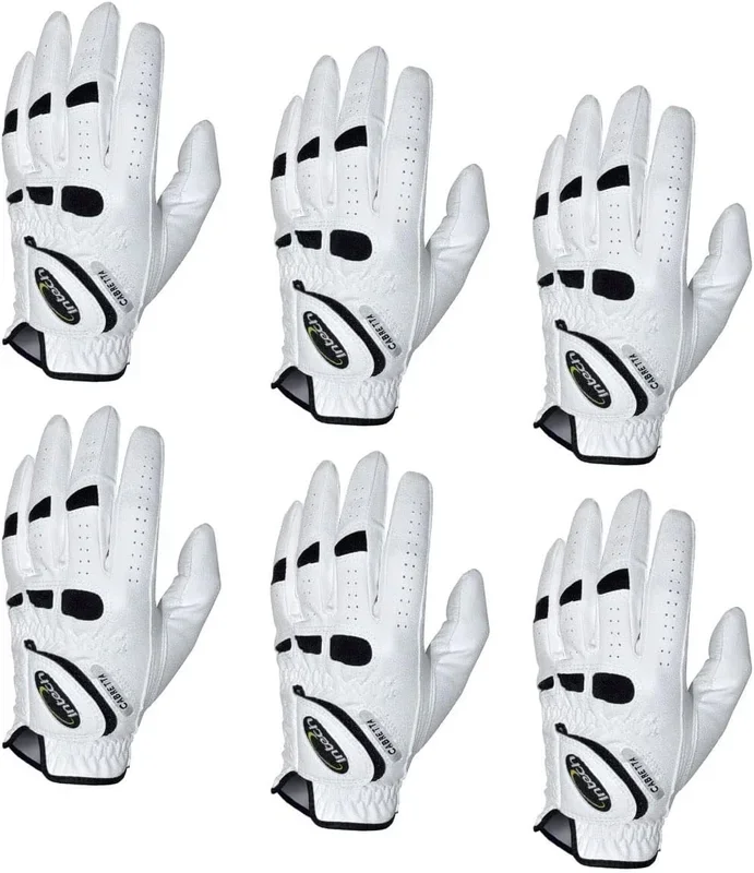 Intech Cabretta Men’s Golf Gloves 6 Pack Black White