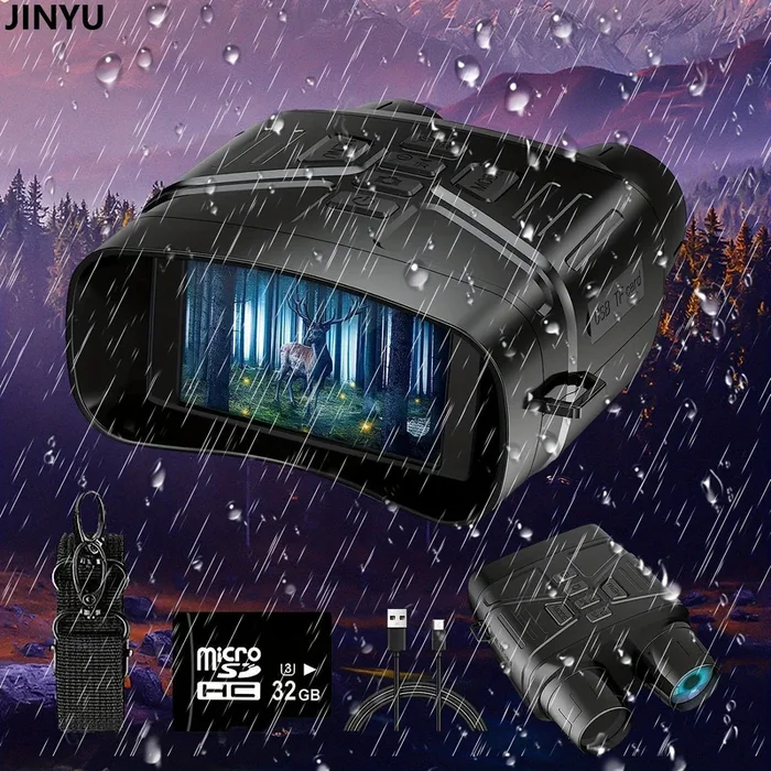 JINYU Night Vision Goggles – 4K Night Vision Binoculars For Adults, 3” Large Screen Binoculars Can Save Photo And Video With 32GB Memory Card & Rechargeable Lithium Battery