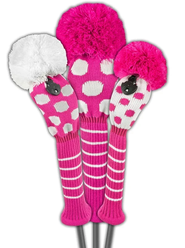 Just 4 Golf: Dot Headcover Set – Pink and White