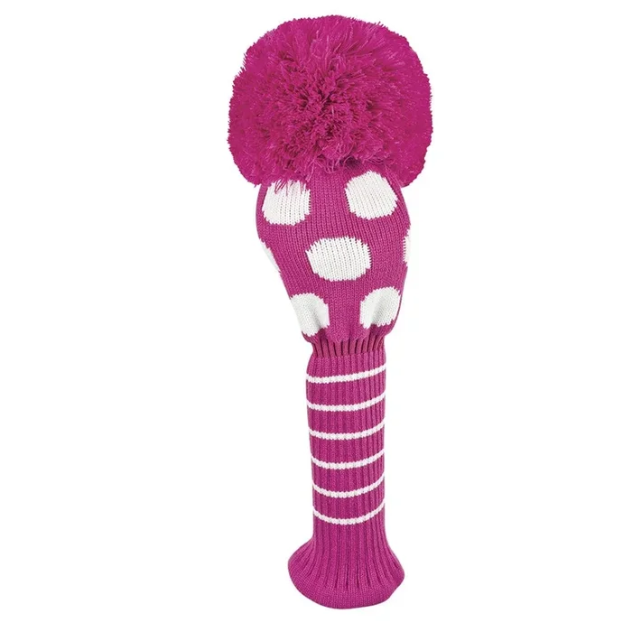 Just 4 Golf: Driver Headcover – Large Dot – Pink & White