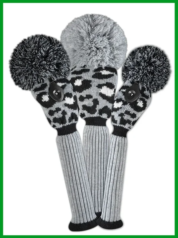 Just 4 Golf: Leopard Headcover Set – Gray, Black & White