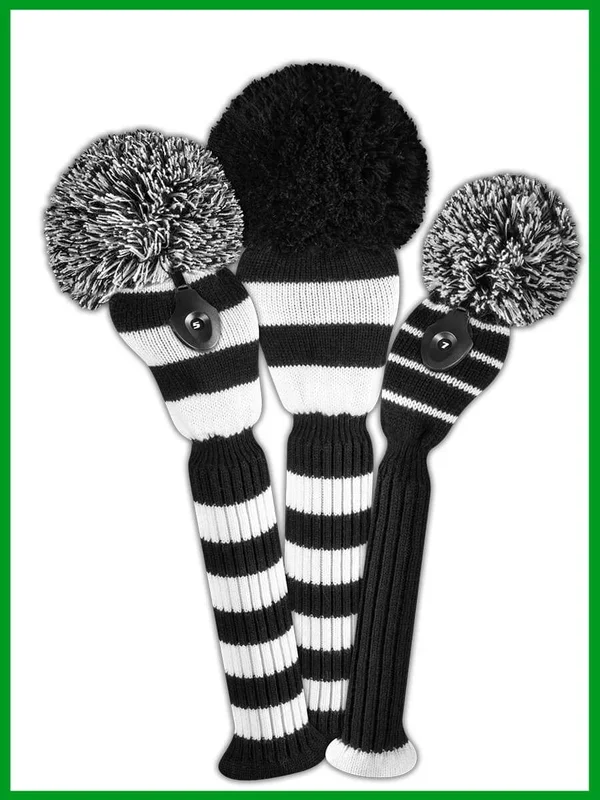 Just 4 Golf: Stripe Headcover Set – Black and White