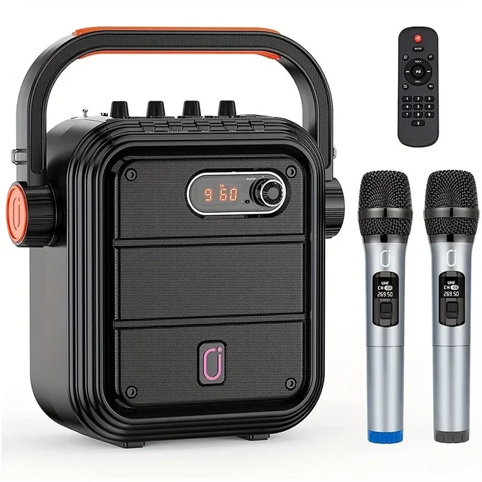 JYX Karaoke Machine For Adults And Kids, Equipped With 2 UHF Wireless Microphones, TWS, FM Radio, Recording – PA Speaker System Supports BT/AUX/USB/TF Card, Suitable For Party, Meeting, Wedding