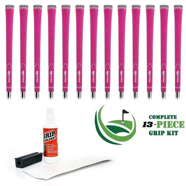 Karma Neion II – 13 piece Golf Grip Kit (with tape, solvent, vise clamp) – PINK