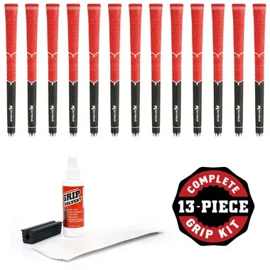 Karma V-Cord – 13 piece Golf Grip Kit Standard Black/Red (with tape, solvent, vise clamp)