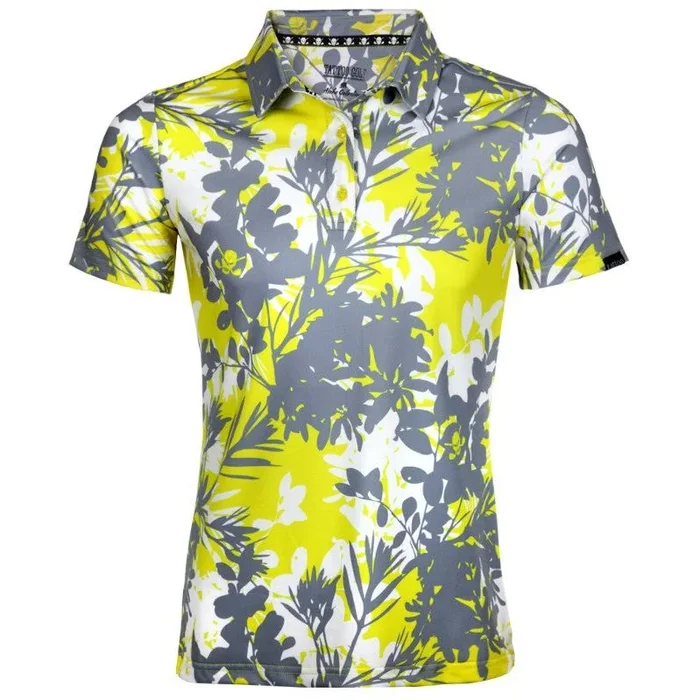 Ladies Aloha Cool-Stretch Golf Shirt | Yellow & Grey