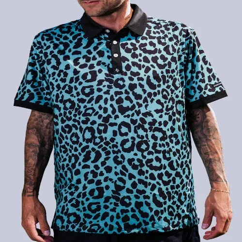 Leopard Teal Polo