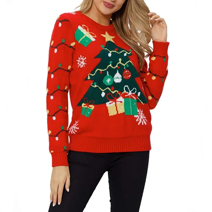 Lesmart Christmas Tree Knit Ugly Christmas Sweater