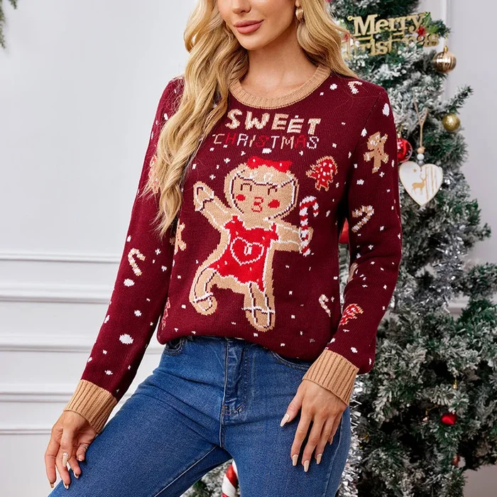 Lesmart Funny Gingerbread Ugly Christmas Pullover Sweater