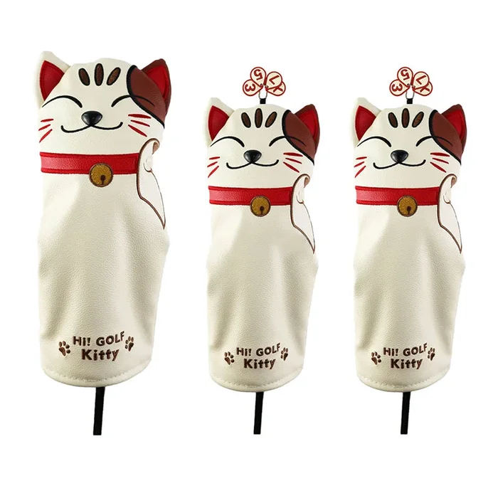 Lesmart Golf Kitty Cartoon Cat Head Covers