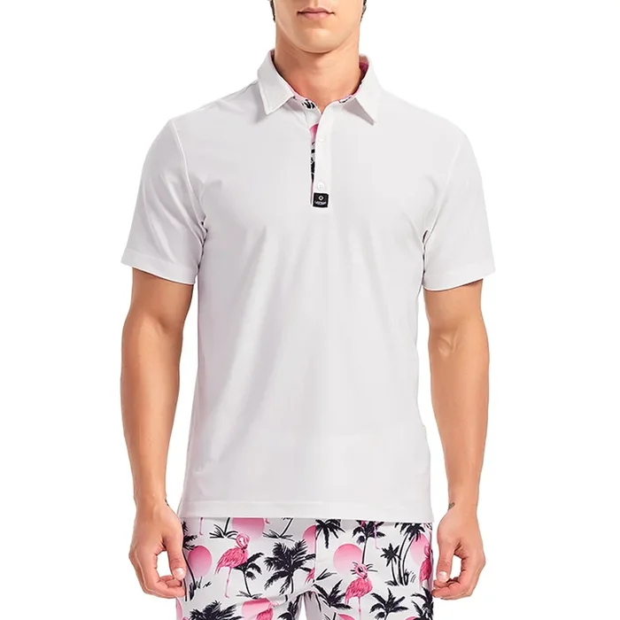 Lesmart Men’s White Short Sleeve Performance Golf Polo