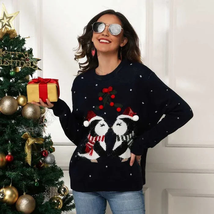 Lesmart Women’s Penguin Lover Christmas Sweater