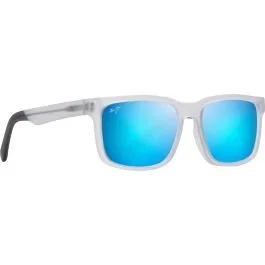Maui Jim Stone Shack Classic Matte Crystal with Dark Grey Tips Sunglasses – Polarized Blue Hawaii Lenses
