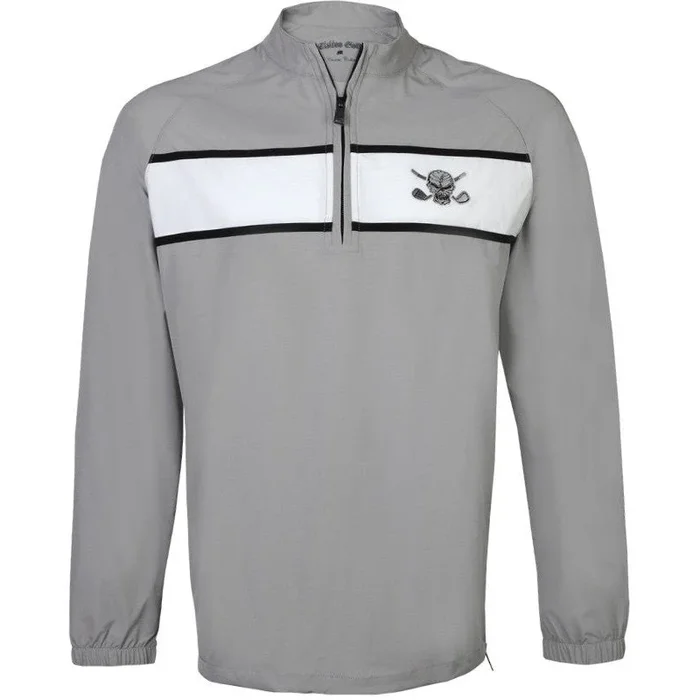 Men’s Golf Quarter Zip Wind Breaker Pullover | Skull Design | Grey