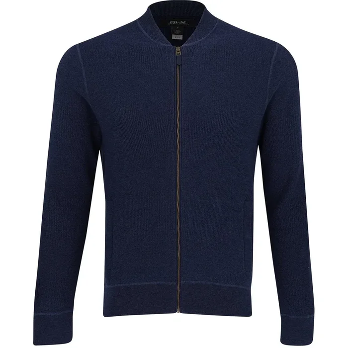 Mesh-Knit Cotton Full Zip Cardigan