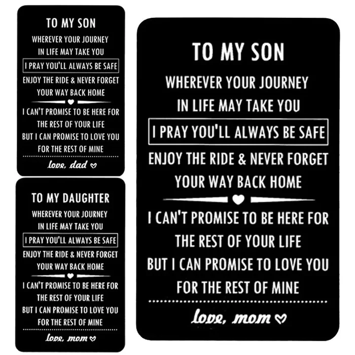 Metal Engraved Wallet Card Note For Your Son /Daughter. A Unique Gift To Show Your Love, Support, And Pride! Perfect For Graduation, Deployment, Birthday