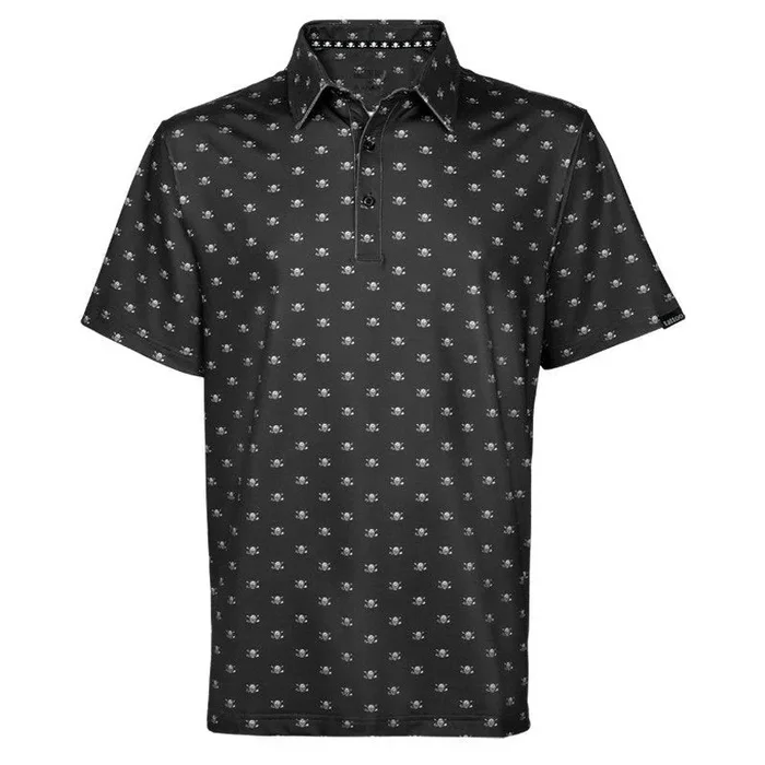 Micro Skull Cool-Stretch Men’s Golf Shirt | Black
