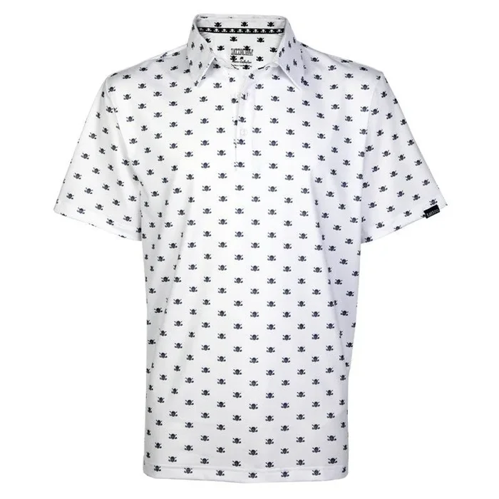 Micro Skull Cool-Stretch Men’s Golf Shirt | White