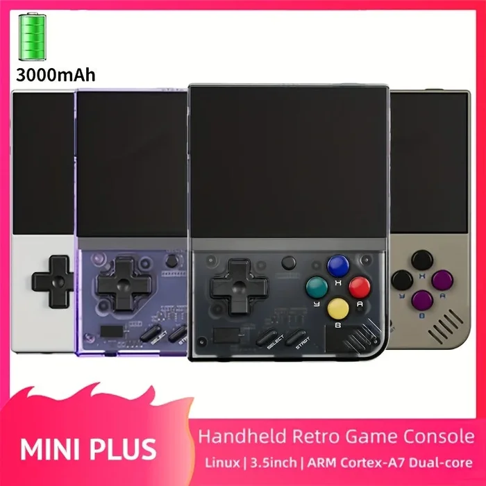 Mini Plus V3 Retro Handheld Game Console 3.5Inch IPS HD Screen 3000mAh WiFi For Linux System Portable Video Players