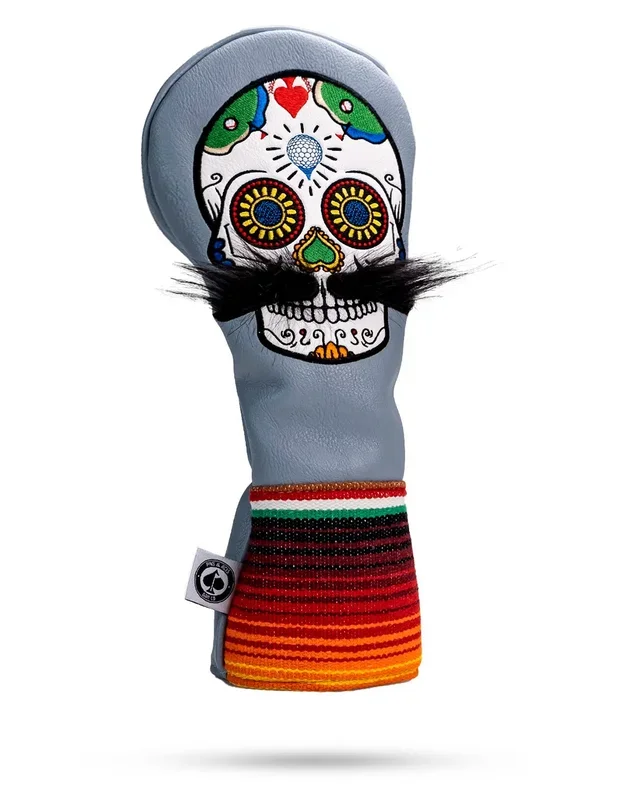 Mustache Sugar Skull – Driver Cover Gray