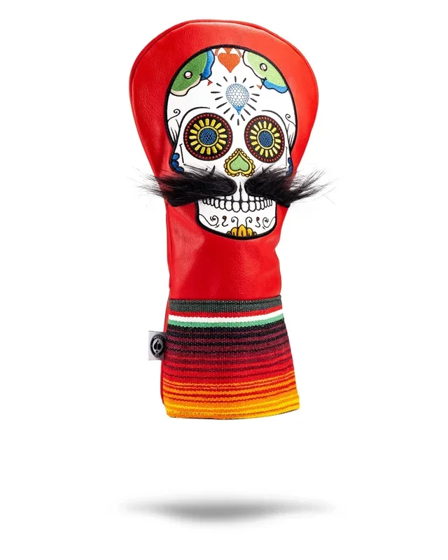 Mustache Sugar Skull – Driver Cover Red