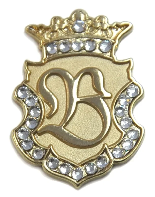 Navika Crystal Ball Marker & Crown Clip – Gold Initial “B”