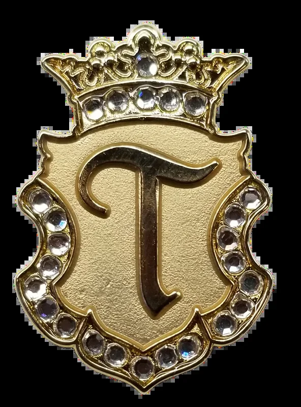 Navika Crystal Ball Marker & Crown Clip – Gold Initial “T”
