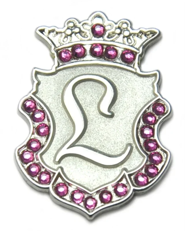 Navika Crystal Ball Marker & Crown Clip – Silver Initial “L”