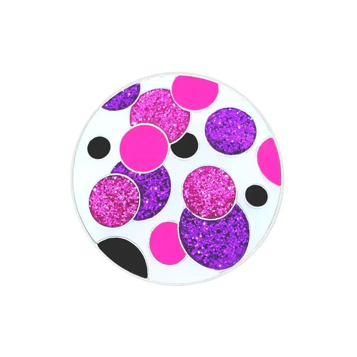 Navika: Glitzy Ball Marker & Hat Clip – Polka Dot (Purple & Pink)