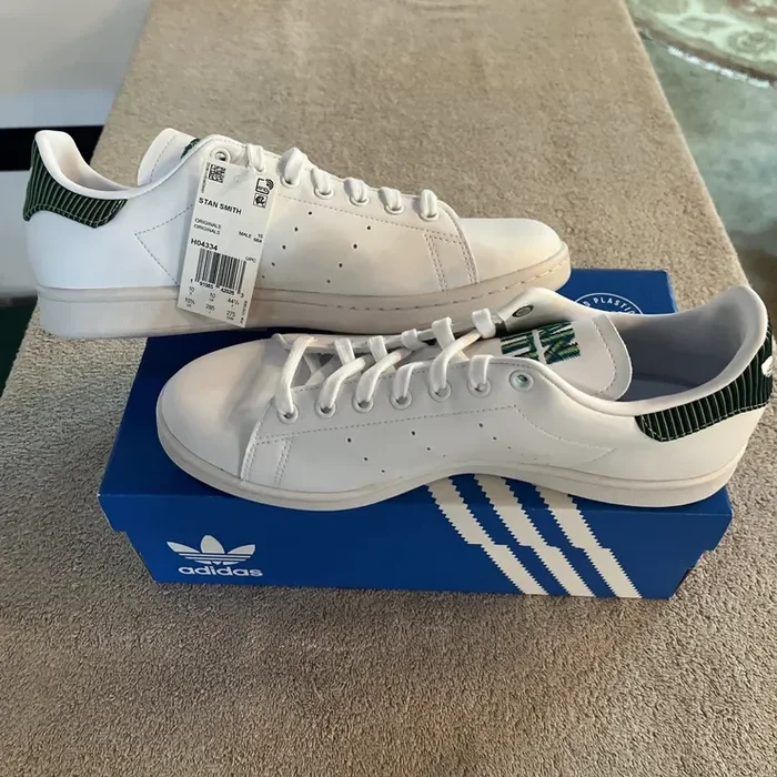 New Adidas Originals Stan Smith Shoes White Green H04334 Mens Size 10.5
