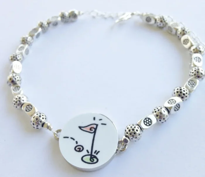 One Putt Designs – Perfect Pewter Par 3 Ball Marker Ankle Bracelet #3PP