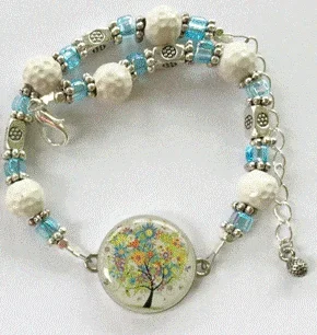 One Putt Designs – Topaz Blue Beads and Golf Balls Ankle Bracelet #4GT