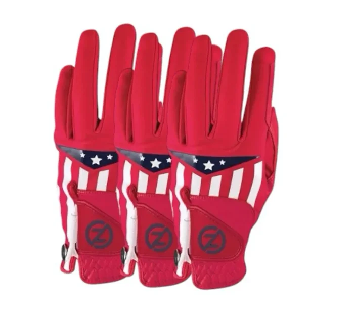 Pack of 3 Zero Friction Americana Golf Gloves USA Left Hand Glove One Size Red