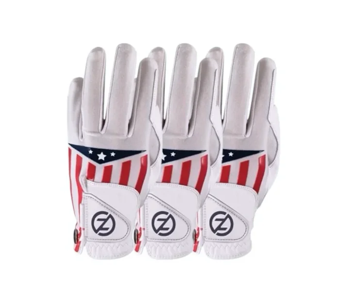 Pack of 3 Zero Friction Americana Golf Gloves USA Left Hand Glove One Size White