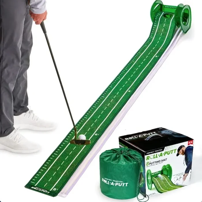Perfect Practice Golf Putting Mat with Ball Return – Portable Practice Putting Green – Training Aid for Indoor, Outdoor Golf Practice at Home, Office, Backyard – Golfing Gifts for Men