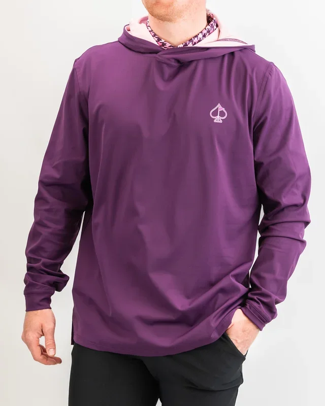 Performance Golf Hoodie – Houndstooth Raspberry