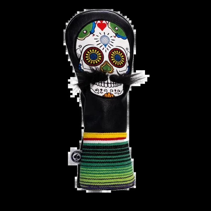 Pins & Aces Mustache Sugar Skull Driver Cover